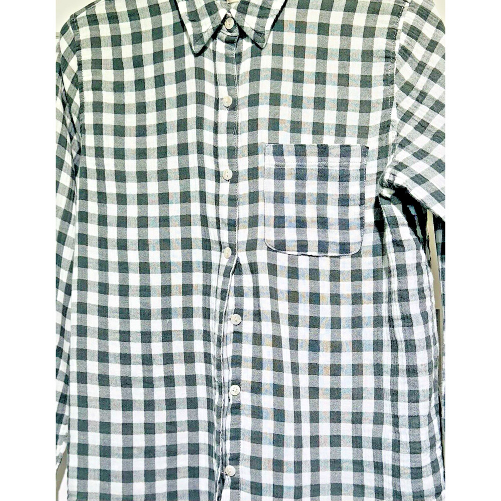 UNIVERSAL THREADS Green & Cream Gauze Check Long Sleeve Women's Shirt Size XS